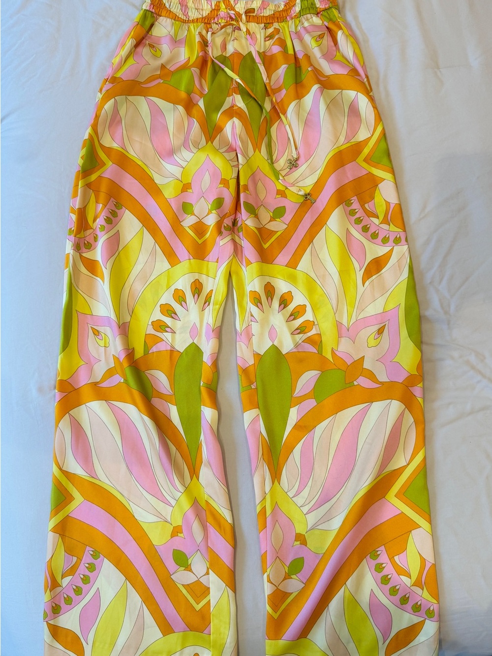 Zara Pink, Lime & Orange Retro Wide-Leg Pants